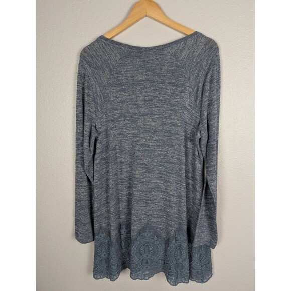 LOGO Lori Goldstein Tunic Top Large Periwinkle Blue Lace - Picture 2 of 8